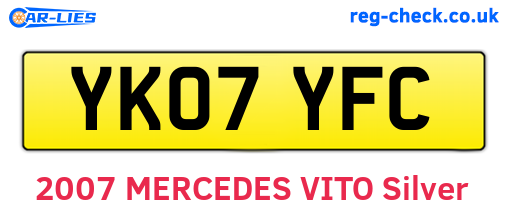 YK07YFC are the vehicle registration plates.