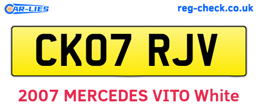 CK07RJV are the vehicle registration plates.