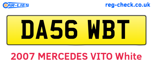 DA56WBT are the vehicle registration plates.