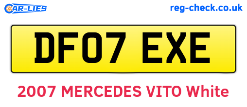 DF07EXE are the vehicle registration plates.