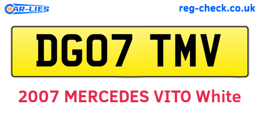 DG07TMV are the vehicle registration plates.