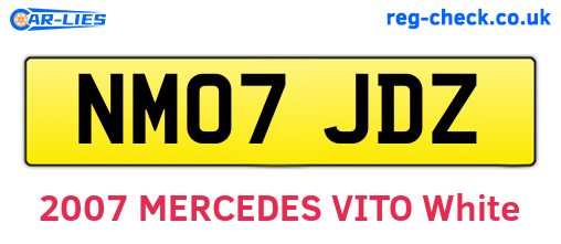 NM07JDZ are the vehicle registration plates.