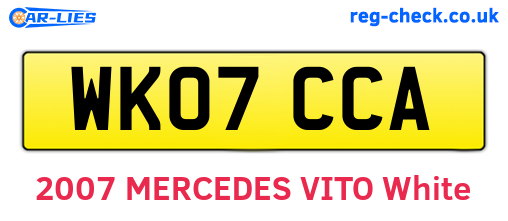 WK07CCA are the vehicle registration plates.
