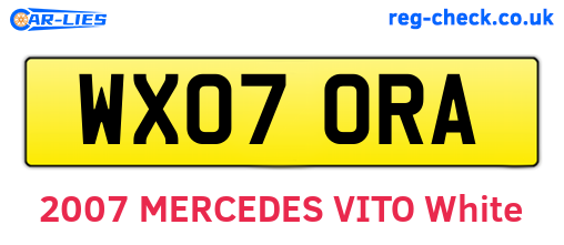 WX07ORA are the vehicle registration plates.