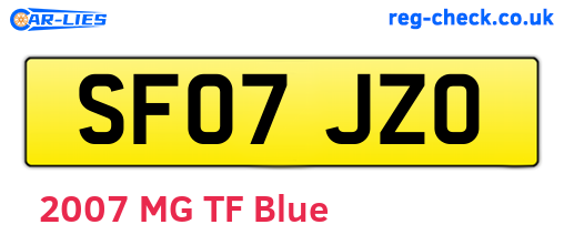 SF07JZO are the vehicle registration plates.