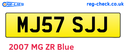MJ57SJJ are the vehicle registration plates.