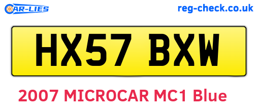 HX57BXW are the vehicle registration plates.