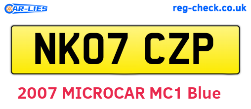 NK07CZP are the vehicle registration plates.