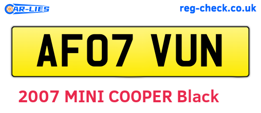 AF07VUN are the vehicle registration plates.