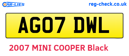 AG07DWL are the vehicle registration plates.