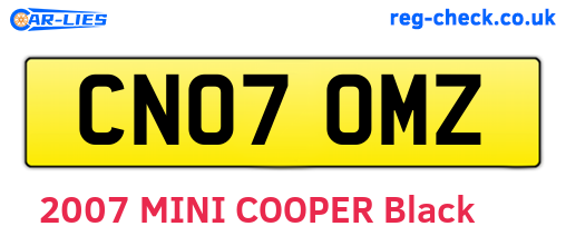 CN07OMZ are the vehicle registration plates.