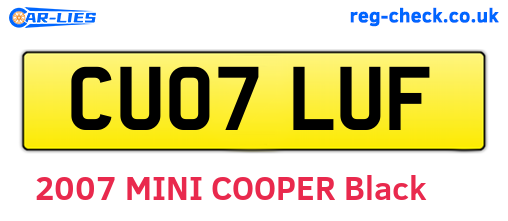 CU07LUF are the vehicle registration plates.