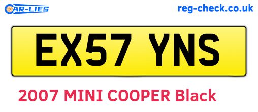 EX57YNS are the vehicle registration plates.