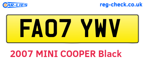 FA07YWV are the vehicle registration plates.