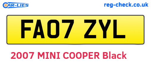 FA07ZYL are the vehicle registration plates.