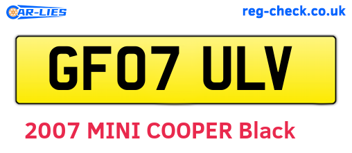 GF07ULV are the vehicle registration plates.
