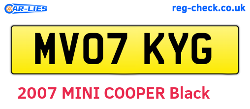 MV07KYG are the vehicle registration plates.