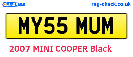 MY55MUM are the vehicle registration plates.