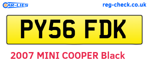 PY56FDK are the vehicle registration plates.