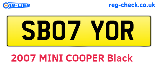 SB07YOR are the vehicle registration plates.