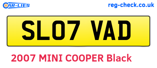 SL07VAD are the vehicle registration plates.