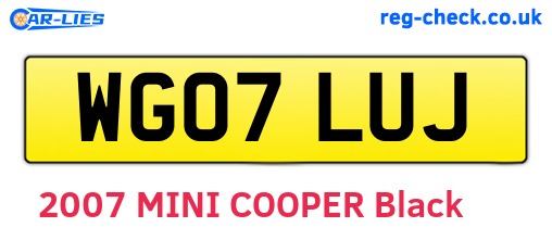 WG07LUJ are the vehicle registration plates.