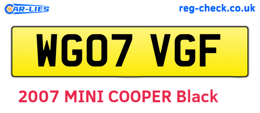 WG07VGF are the vehicle registration plates.