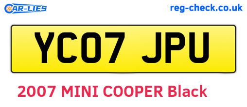 YC07JPU are the vehicle registration plates.