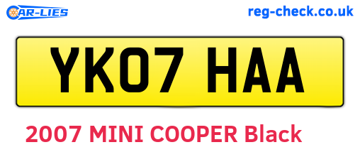 YK07HAA are the vehicle registration plates.