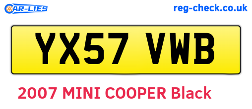 YX57VWB are the vehicle registration plates.