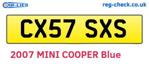 CX57SXS are the vehicle registration plates.