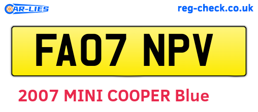 FA07NPV are the vehicle registration plates.