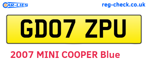 GD07ZPU are the vehicle registration plates.