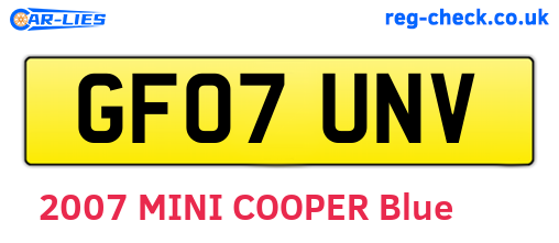 GF07UNV are the vehicle registration plates.