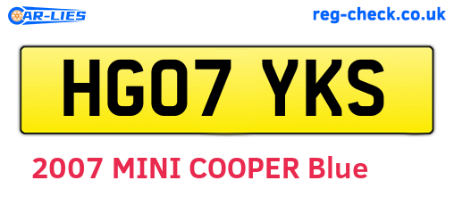 HG07YKS are the vehicle registration plates.