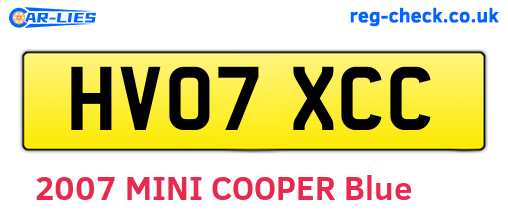 HV07XCC are the vehicle registration plates.