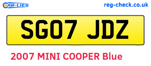 SG07JDZ are the vehicle registration plates.
