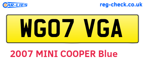 WG07VGA are the vehicle registration plates.