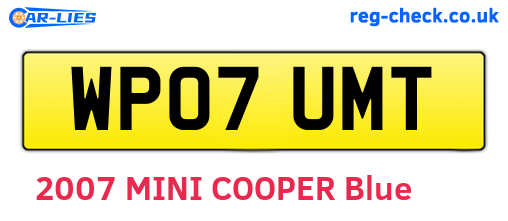 WP07UMT are the vehicle registration plates.