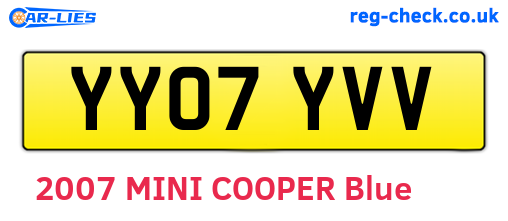 YY07YVV are the vehicle registration plates.
