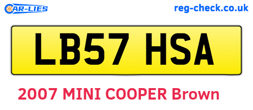 LB57HSA are the vehicle registration plates.