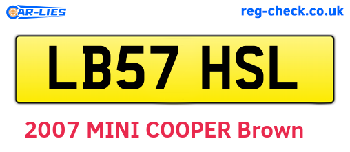LB57HSL are the vehicle registration plates.