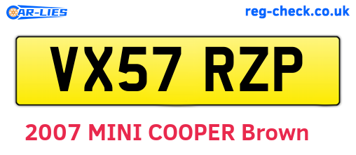 VX57RZP are the vehicle registration plates.