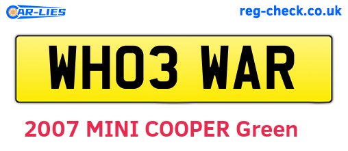 WH03WAR are the vehicle registration plates.