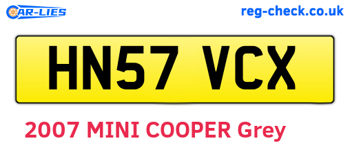 HN57VCX are the vehicle registration plates.