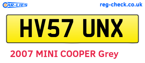 HV57UNX are the vehicle registration plates.