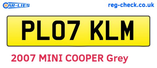 PL07KLM are the vehicle registration plates.