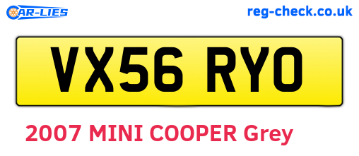 VX56RYO are the vehicle registration plates.