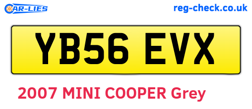 YB56EVX are the vehicle registration plates.
