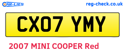 CX07YMY are the vehicle registration plates.